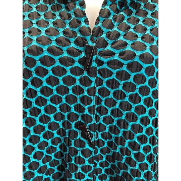 IC BY CONNIE K Black and Blue polka dot Tunic Top-Size M‎ trapeze swing long slv - Picture 3 of 10